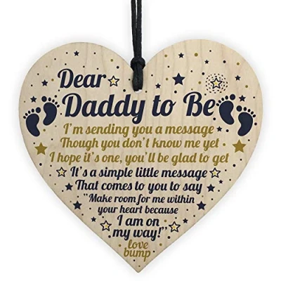 Image of RED OCEAN Daddy To Be Gifts From Bump New Baby Wooden Heart Plaque