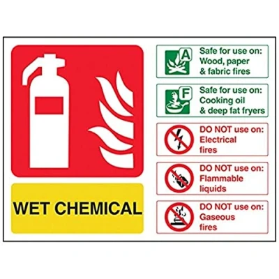 Image of V Safety Wet Chemical Id Fire Extinguisher Sign 200mm x 150mm Self Adhesive Vinyl
