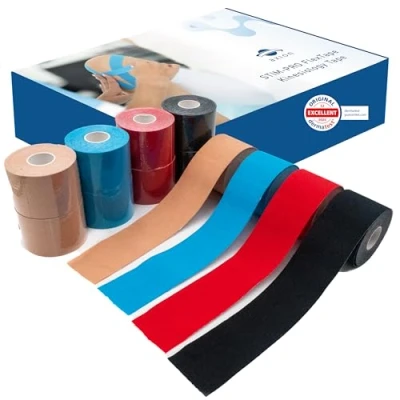 Image of Kinesiology Mixed Set of 12 Units from axion Germany Different Waterproof Colours Skin Friendly Elastic Self Adhesive Bandage Physio Tape Ideal for Sports and Everyday Use