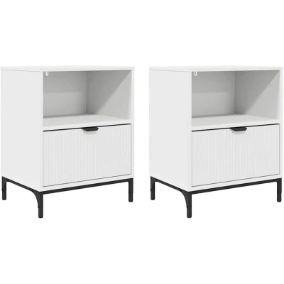 Image of vidaXL Bedside Tables 2 pcs White 49 x 36 61 cm Engineered wood