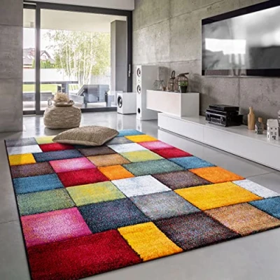 Image of Paco Home Large Rug Short Pile Livingroom Modern Geometric Pattern 3D, Size:160x230 cm, Colour:Multicolored