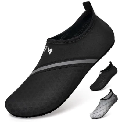 Image of WateLves Beach Swim Aqua Socks Barefoot Water Shoes Swimming Yoga Sea Snorkeling Diving Pool Women Mens Xb Black 9/10 UK