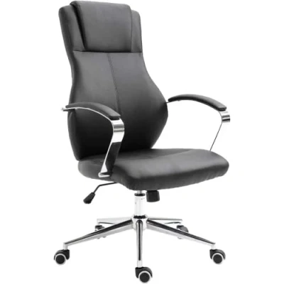 Image of EVRE Contemporary Executive Stylish Swivel Office Chair Height Adjustable (Black, Faux Leather)