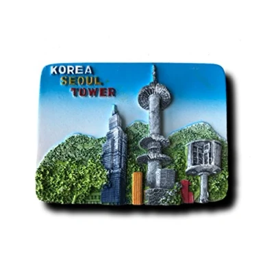 Image of Seoul Tower 3D Refrigerator Magnet,Korea Souvenirs,Hand Made Fridge Magnet,Creative Home and Kitchen Decoration Magnetic Sticker