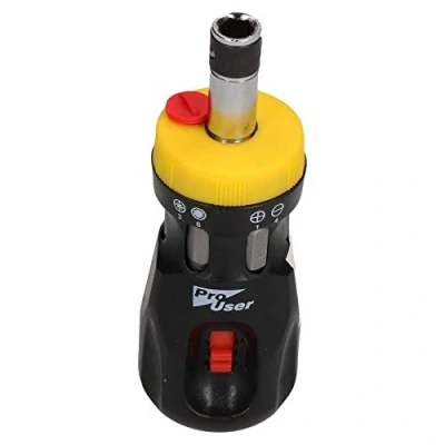 Image of Stubby Ratchet Screwdriver 12 Bits in 1 Phillips Flat Pozi Hex Reversible