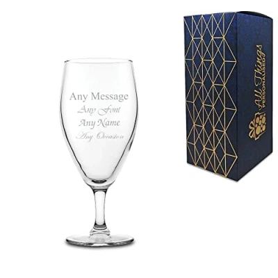 Image of Personalised Engraved Imperial Stemmed Beer Glass 16.25oz, Gift Boxed, Birthday Christmas Wedding