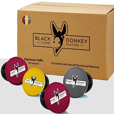 Image of Black Donkey Coffee Roasters 60 Pods Compatible with Dolce Gusto®* machines (VARIETY PACK, Capsules, Servings)