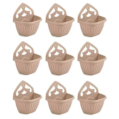 Image of HOMION Athens wall flower planter Garden plant mount basket 32cm TAUPE colour (9)