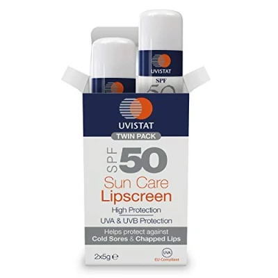 Image of Uvistat Sun Care Lipscreen SPF50 Moisturising Lip Balm Prevent Dry and Chapped Lips 2 Tubes