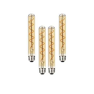 Image of BAISHICHENG T30 E27 Filament LED Bulbs Warm White 2700K,185mm Long Tube Bulb Edison Retro Vintage Decorative Light 4W(Replace 40W Screw Halogen Bulb) AC 220 240V 4Packs