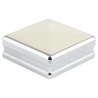 Image of Solution Full Newel Cap rebated to fit a 90mm Post in White Primed &amp; Chrome