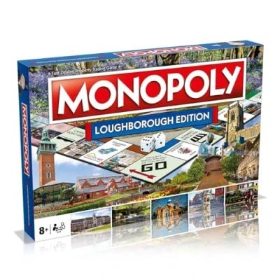 Image of Winning Moves Loughborough Monopoly Board Game, Tour around the board, buy, sell and trade your way to success, makes a great gift for ages 8 plus