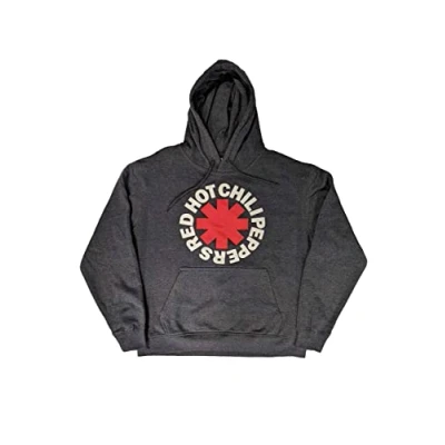 Image of Red Hot Chili Peppers Hoodie Classic Asterisk Official Unisex Charcoal Pullover XL