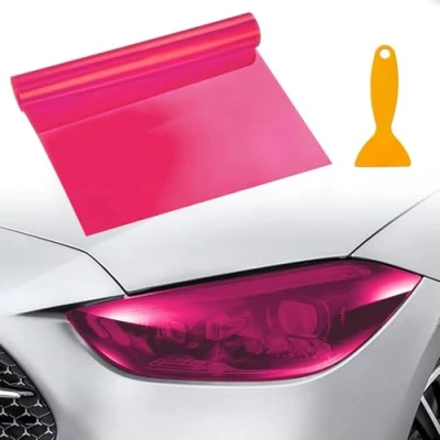 Image of VBGURR Car Headlight Tint, Tint for Waterproof Film Rear Light 30 X 120cm (Pink)