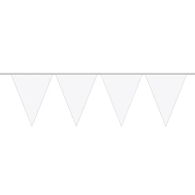 Image of Bunting White 10 metres long with 15 Flags Triangle Plastic