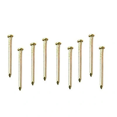 Image of Merriway BH02287 (100 Pcs) EB Plain Head Hardened Picture Pin, Brass Plated Pack of 100 Pieces