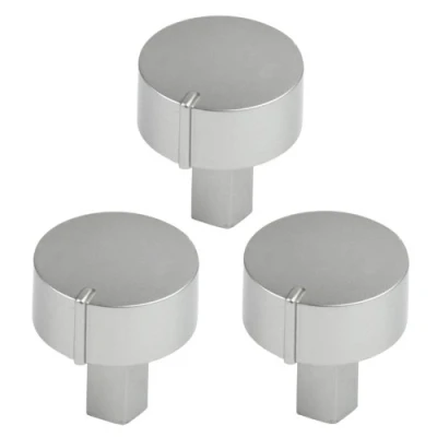 Image of Diplomat ADP Series Oven Cooker Hob Control Switch Knobs (Silver, Pack of 3)