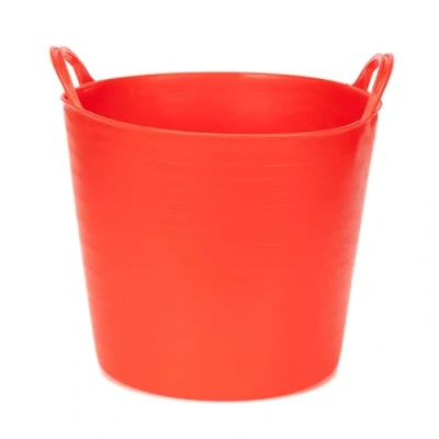 Image of Amtech Flexi Tub for Carrying Water, Soil, Bricks, Super Strong Reinforced Handles, Home DIY, Durable and Long Lasting, Heavy Duty, Cold Resistant (Red) (26L)