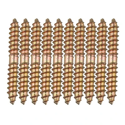 Image of HALJIA 10Pcs M6 x 50mm Double Head Ended Wood to Screws Self Tapping Thread Bolts for Furniture Fixing Dowel