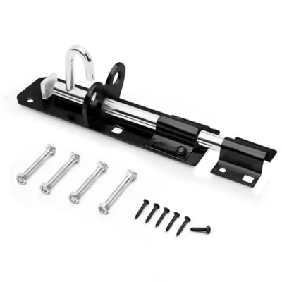 Image of Galvanised Brenton Bolt Sliding Door Lockable Padbolt 6&quot; (152mm) Heavy Duty Zinc Plate Lock Pad Garden Shed Gate Latch Patio Security Bedroom Black