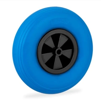 Image of Wheelbarrow Wheel, 3.50 6, Solid Rubber Plastic Rim, Spare Sack Truck Tyre, Puncture proof, 100 kg, Blue/Black Relaxdays