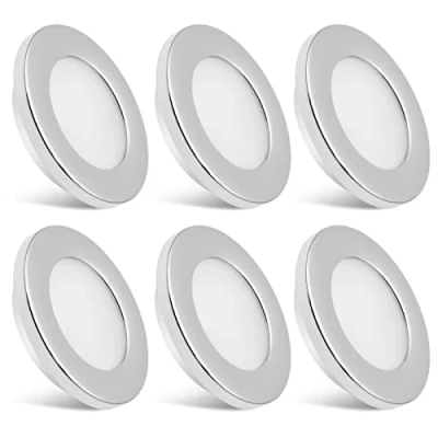 Image of Dream Lighting 12v LED Spot Lights 2W IP44 6 Pack Downlights Chrome Plated for Campervan Motorhome Boat Van Caravan Recessed Mount Under Cabinet Kitchen 70MM 2.7inch 3000K Warm White