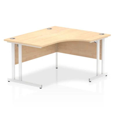 Image of Impulse 1400mm Right Crescent Desk Maple Top White Cantilever Leg