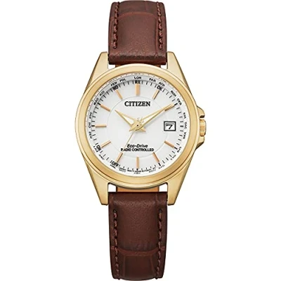 Image of Citizen Women Analogue Eco Drive Watch with Leather Strap EC1183 16A
