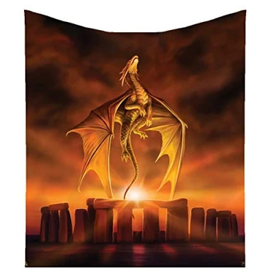 Image of Nemesis Now Anne Stokes Solstice Throw Orange 160cm, Polyester, Orange, from Gothic and Fantasy Artist Stokes, Featuring Her &#039;Solstice&#039; Artwork, Soft to the Touch, Made 100% Polyester