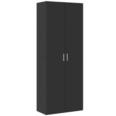Image of vidaXL Black Highboard 70x35x180 cm Modern Engineered Wood Storage Cabinet for Living Room/Bedroom