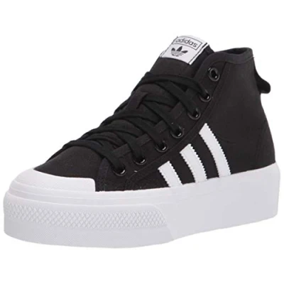 Image of adidas Originals Men&#039;s Nizza Platform Mid Sneaker, Black/White/White, 10 UK