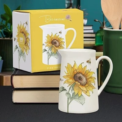 Image of Lesser &amp; Pavey British Designed Jug for Kitchen and Home Lovely Printed Milk Water Juice Other Needs Bee Tanical Sunflowers Office Kitchens Sarah Boddy