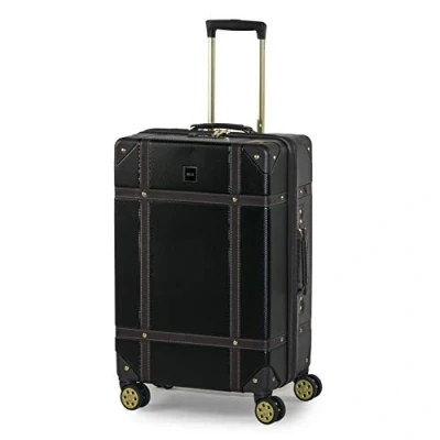 Image of Rock Vintage 67cm Suitcase Retro 8 Wheel Spinner Luggage Black
