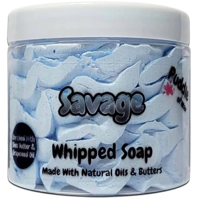 Image of Savage Whipped Soap Body Wash 150g Natural Oils and Butters Aftershave Scent Vegan Friendly Puddle of Wax Made in the UK