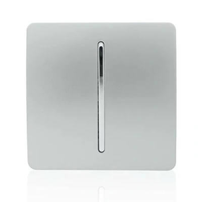 Image of Trendi 1 Gang 3 Way Intermediate Artistic Modern Glossy 10 Amp Rocker Tactile Light Switch Silver ART SS9SI