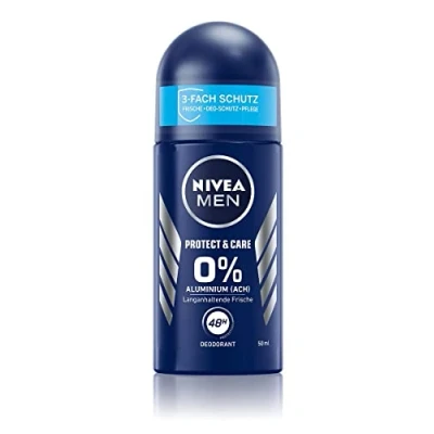 Image of NIVEA MEN Protect &amp; Care Roll On Deodorant (50 ml), Gentle without Aluminium (ACH) for a Long Lasting Fresh Skin Feeling, Nourishing with 48 Hour Protection