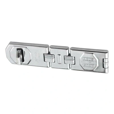 Image of ABUS ABU110195HS 110/195 Hinged Hasp &amp; Staple, Steel, Polished, Round, 19.5x4.5x1.25 cm, 0.75 lbs, Tools Lock