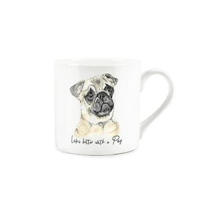 Image of Pug Gift Mug White Dog Bone China Coffee/Tea Present by Rhiannon Chauncey