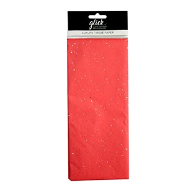 Image of Glick Four Sheets Valentines Tissue Paper, Red Sparkle Paper for Birthday, Valentine, Christmas and Other Celebrations, (Four Sheets) TPG22
