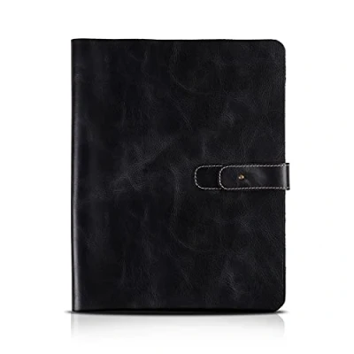 Image of Londo OTTO489 Genuine Leather Tablet Cover with Two Card Slots &amp; Pen/Apple Pencil Holders (Black, 11 Inch)