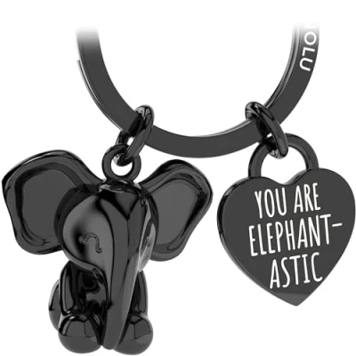 Image of LANOLU Elephant Keychain, Lucky Charm Keychain for Partner and Best Friend, Metal Couple Gift Figurine