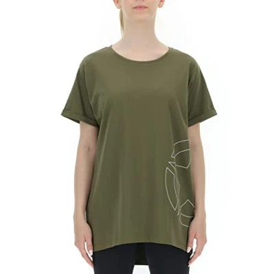 Image of JEEP Women&#039;s J Woman T Shirt Oversize Star Outline Side Print Turn up Sleeve J21W, Ivy Green/Birch Whit, S