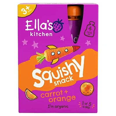 Image of Ella&#039;s Kitchen Squishy Snack Carrot + Orange 3+ Years 4 x 100g