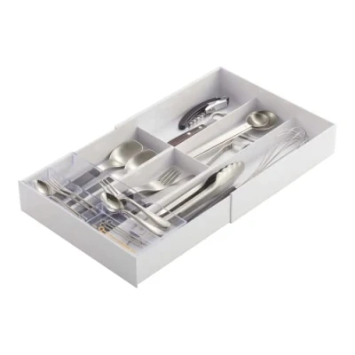 Image of TOWER EXTENDABLE CUTLERY TRAY WITH SLIDE WH, bianco
