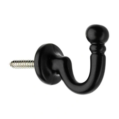 Image of Pair of Antique Black Ball End Hook Curtain Tie Back â“ 40mm