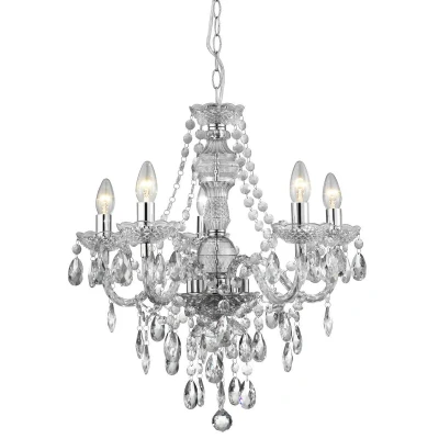 Image of Marie Therese 5 Light Multi Arm Ceiling Pendant Clear with Crystals, E14