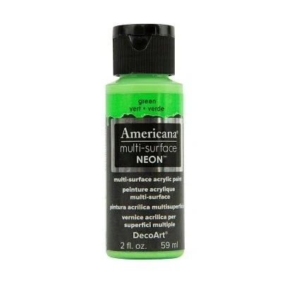 Image of DecoArt Americana Multi Surface Satin Neon Bottle Paint, Acrylic, Green, 3 x 7 cm