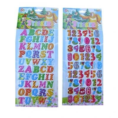 Image of Fat catz copy 2X Sheets (#2) Colourful Letters Numbers Alphabet Puffy 3D Style Decal re usable Stickers for Craft Kids Scrap Books Birthday Cards