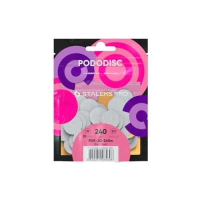 Image of Pads Nail File for Pedicure disc White Refill Pododisc Staleks Pro M 240 grit Box (50 pc) Foot feet spa