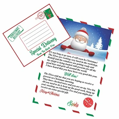 Image of Personalised Letter From Santa 2023 Claus Father Merry Christmas Gift Wish Eve Box Post To Good List Perfect For Children Boys Girls Xmas Accessories (Pack Of 1) (you Will Write Your Name)